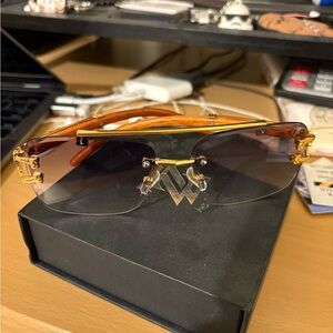 Elegant Gold and Brown Sunglasses